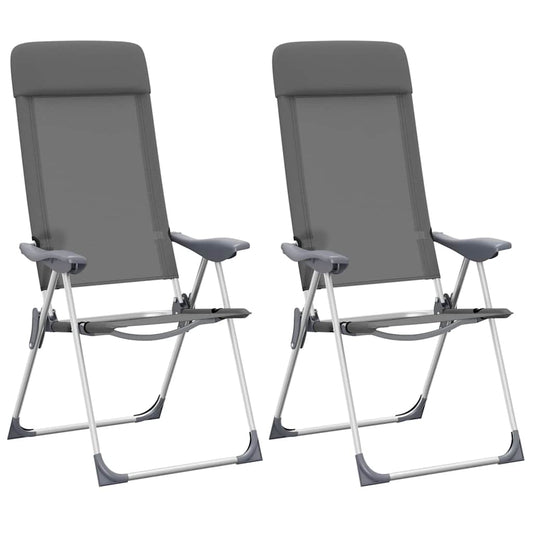 Klappbare Campingstühle 2 Stk. Grau Aluminium