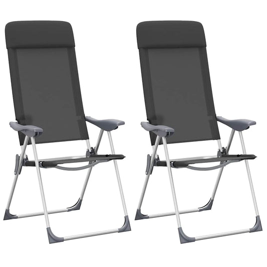 Klappbare Campingstühle 2 Stk. Aluminium Schwarz