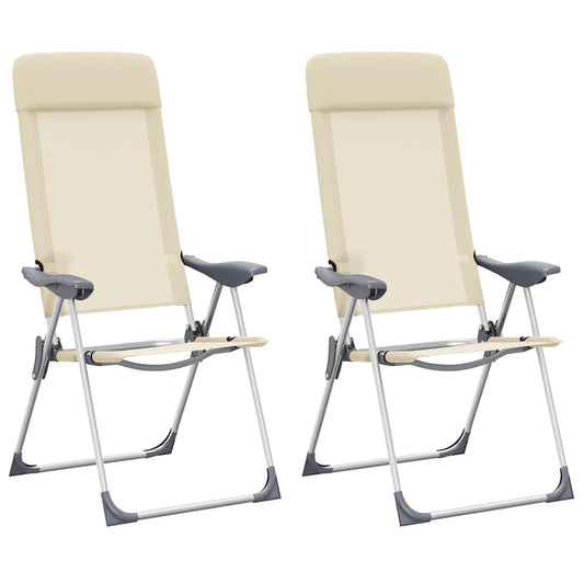 Klappbare Campingstühle 2 Stk. Aluminium Creme