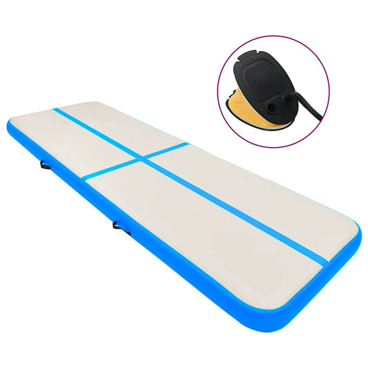 Aufblasbare Gymnastikmatte mit Pumpe 600x100x15 cm PVC Blau