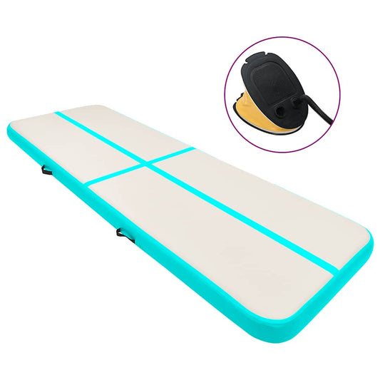 Aufblasbare Gymnastikmatte mit Pumpe 400x100x20 cm PVC Grün