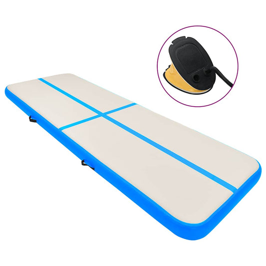 Aufblasbare Gymnastikmatte mit Pumpe 600x100x20 cm PVC Blau