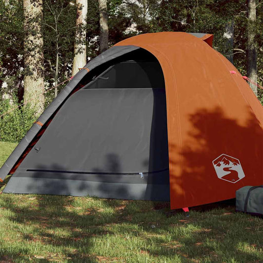 Kuppel-Campingzelt 4 Personen Grau und Orange Wasserdicht