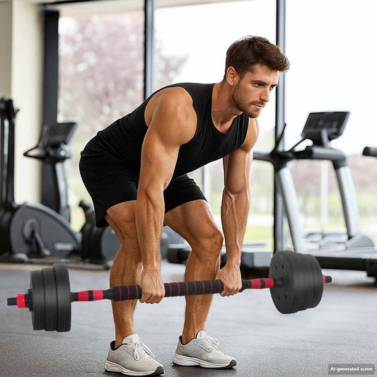 2-in-1 Hantelset Schwarz und Rot 121 x 19,5 x 19,5 cm