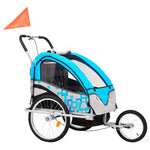 Load image into Gallery viewer, 2-in-1 Fahrradanhänger und Kinderwagen Blau und Grau
