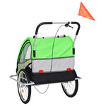 Load image into Gallery viewer, 2-in-1 Fahrradanhänger und Kinderwagen Grün und Grau
