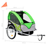 Load image into Gallery viewer, 2-in-1 Fahrradanhänger und Kinderwagen Grün und Grau
