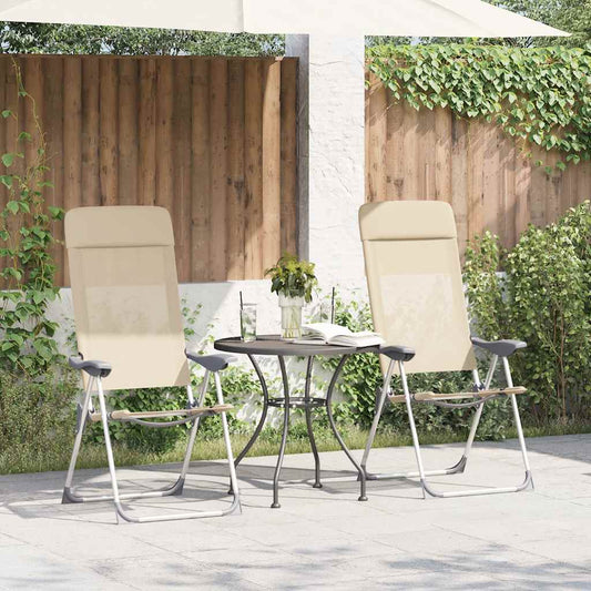 Klappbare Campingstühle 2 Stk. Aluminium Creme
