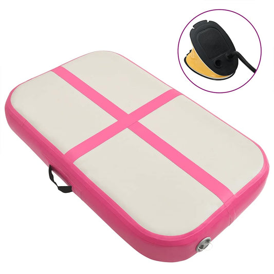 Aufblasbare Gymnastikmatte mit Pumpe 60x100x15 cm PVC Rosa