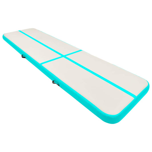 Aufblasbare Gymnastikmatte mit Pumpe 800x100x15 cm PVC Grün