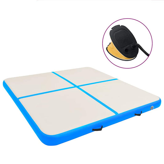 Aufblasbare Gymnastikmatte mit Pumpe 200x200x10 cm PVC Blau