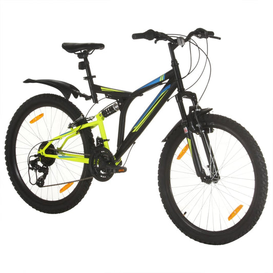 Mountainbike 21 Gang 26 Zoll Rad 49 cm Schwarz