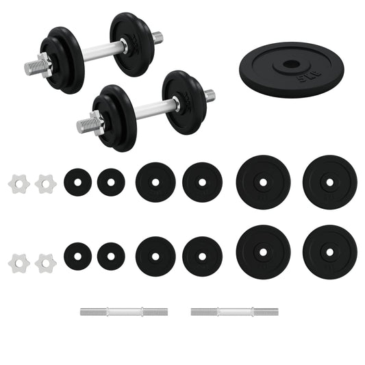 Kurzhantel mit Hantelscheiben 40 kg Gusseisen & Stahl verchromt