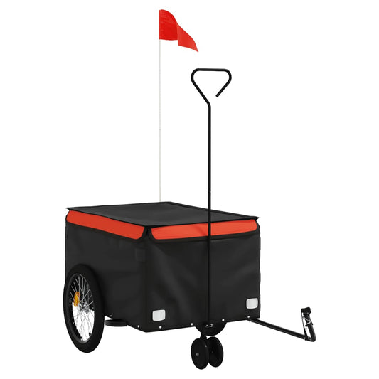 Fahrradanhänger Schwarz und Orange 30 kg Eisen