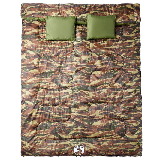 Doppelschlafsack mit Kissen Erwachsene Camping 3-4 Jahreszeiten