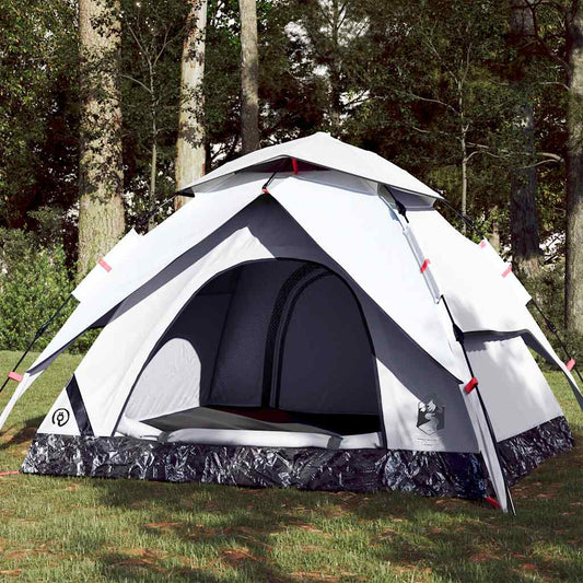 Kuppel-Campingzelt 4 Personen Weiß Verdunkelt Quick Release