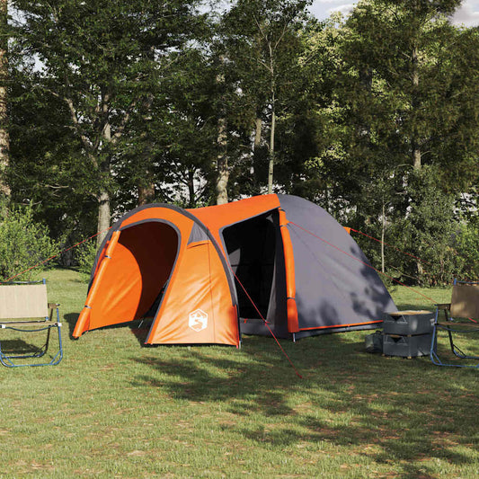 Kuppelzelt mit Dach mit Speicher Grau und Orange 384 x 254 x 170 cm