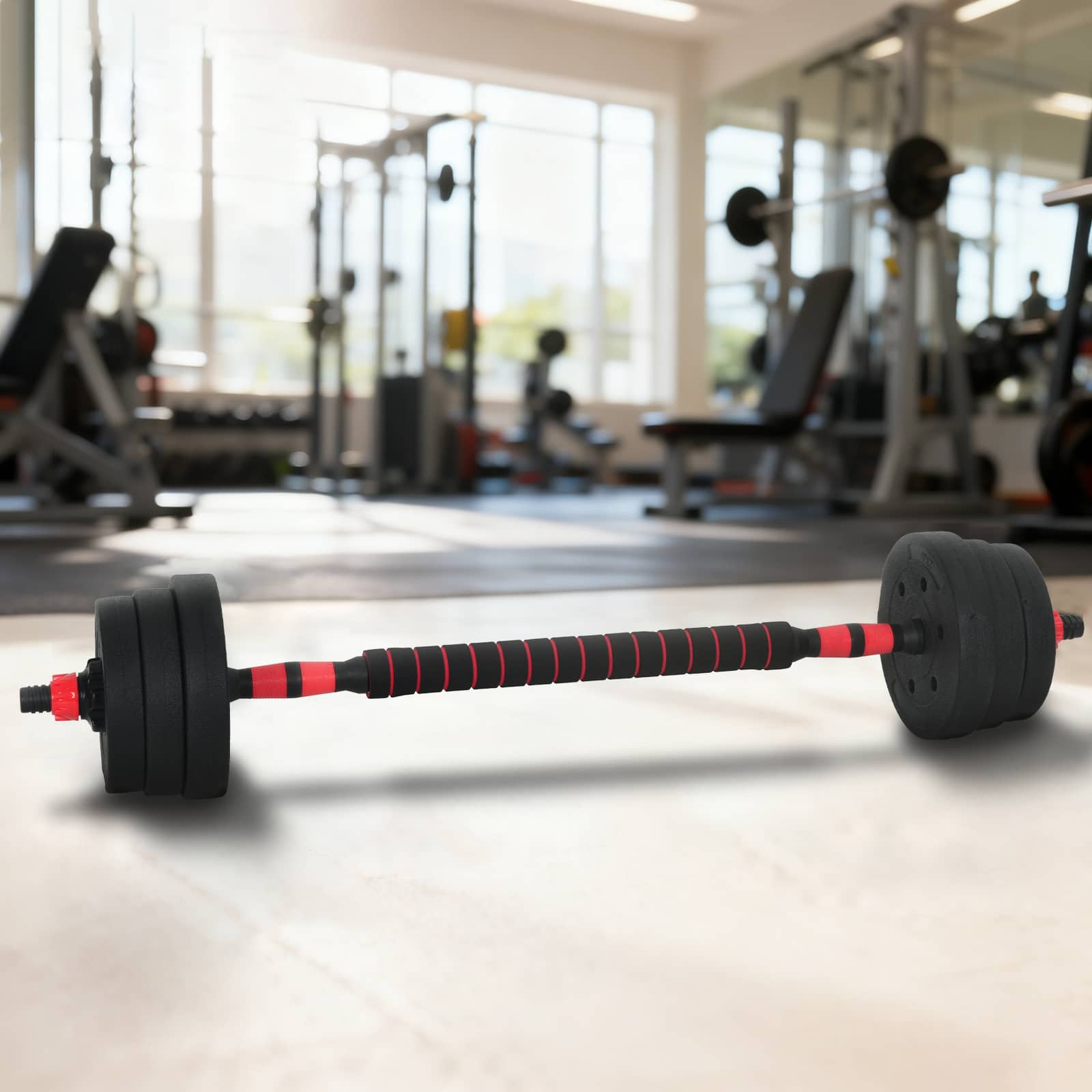 2-in-1 Hantelset Schwarz und Rot 121 x 19,5 x 19,5 cm